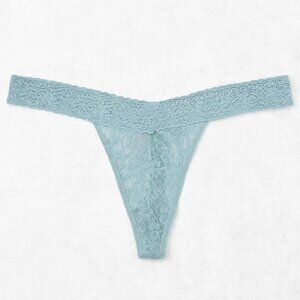 BP Lace Low-Rise Thong Blue Grey Floral Stretch Lingerie Panty Plus 4X